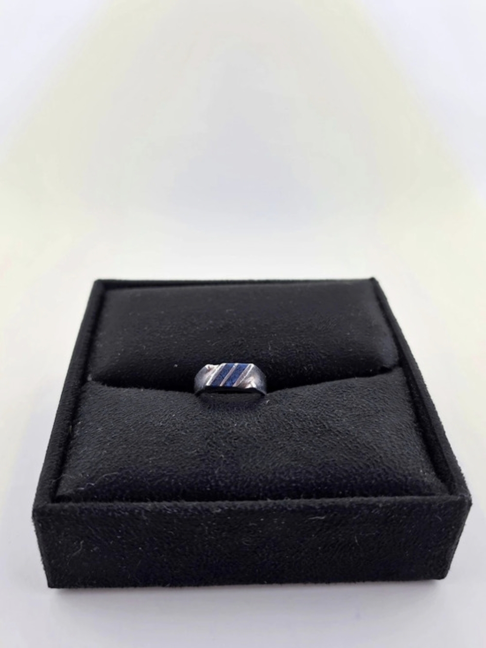 ✨ Vintage Sterling Silver Inlay Ring Turquoise Diagonal Stripe ✨